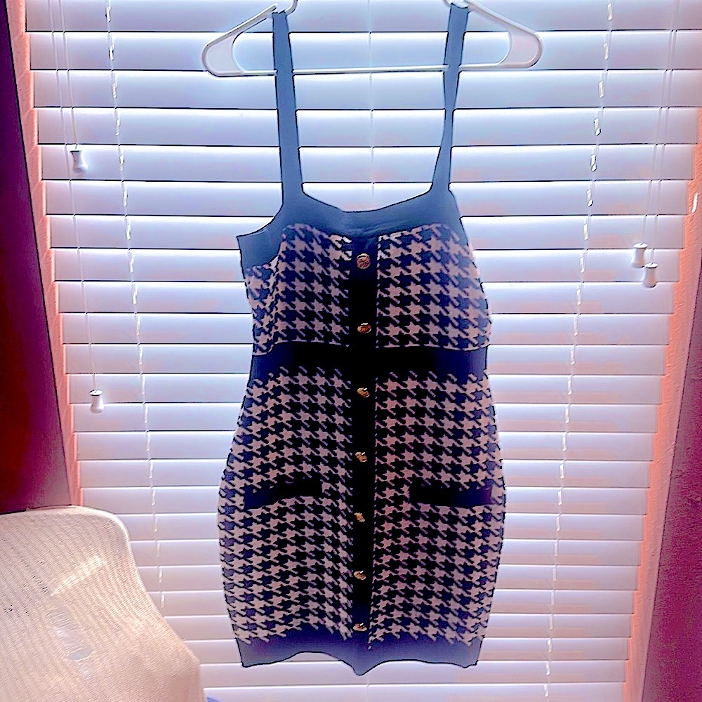 Coco and Shay buttoned elegant bodycon dress implied pockets not real